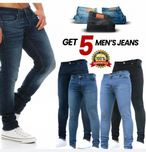 Pack of 5 Stretchable Narrow Denim Jeans For Men