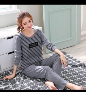 Beautiful Grey Night Suit (Trouser Shirt) For Girls & Women TS-02