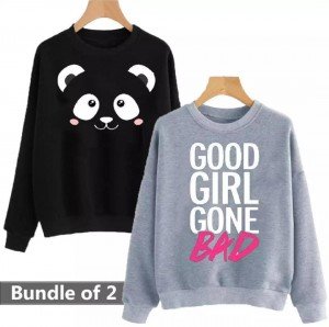 Panda & Good Girl Gone Bad (Printed) Warm Sweatshirt For Couple (Pack Of Two)