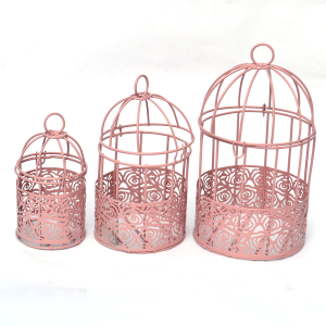 Pack Of 03 -Pink Color Birdcages Hanging Birdcages Decoration
