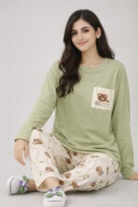 Green Printed Design Stylish PJ SUIT FOR WOMEN –(Trouser & Shirt) For Girls & Women (2 Pieces)_1663306620_1775193484_1775193681_1775193925_1775194099